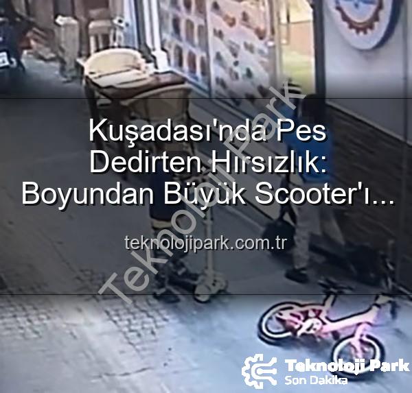 scooter hırsızlığı - Kuşadası'nda Pes Dedirten Hırsızlık: Boyundan Büyük Scooter'ı Çalan Minikler Kamerada!